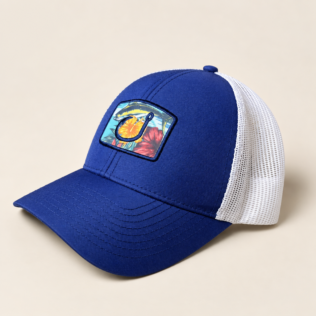 Gorra Azul con Logo Floral